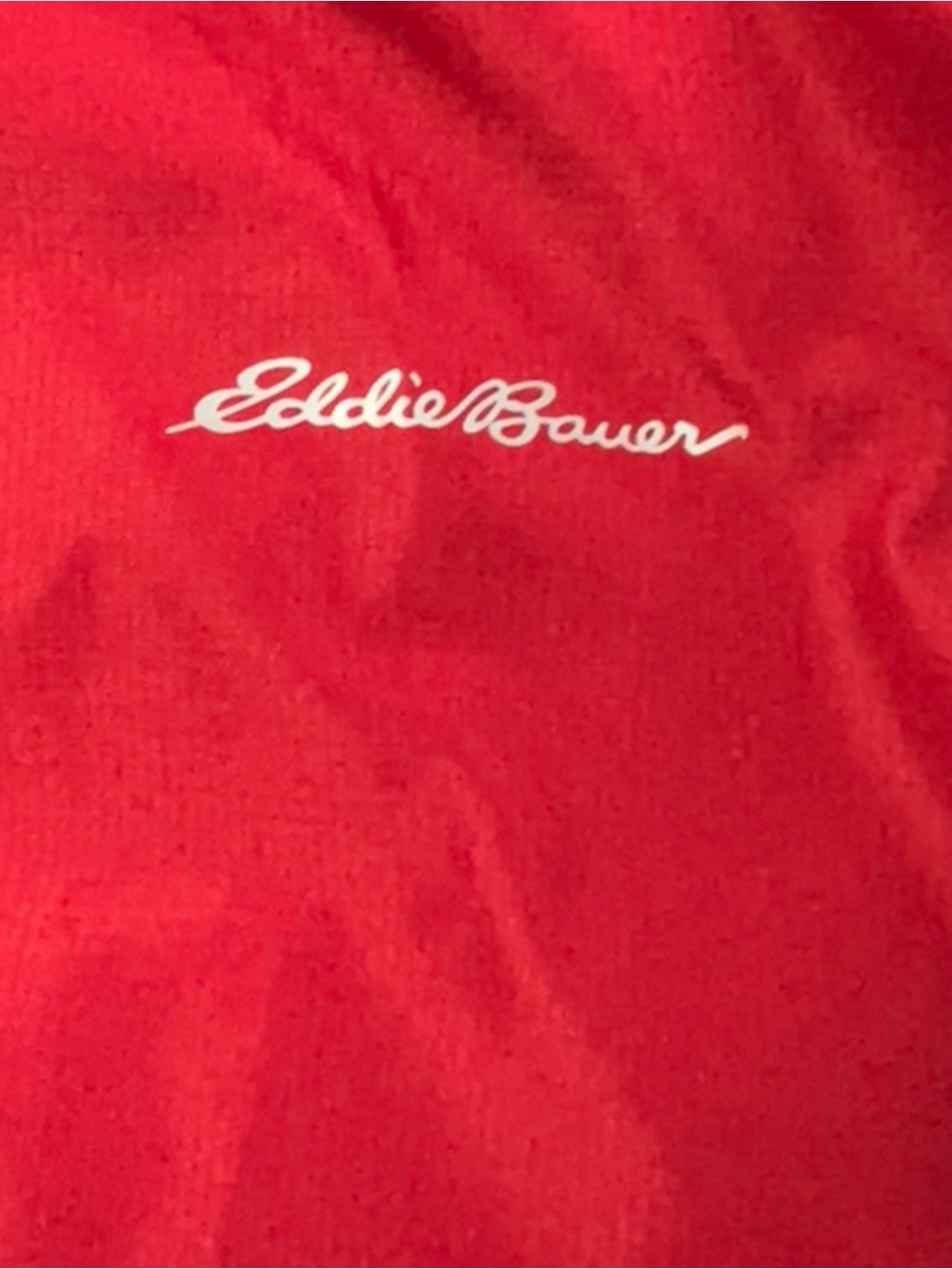 Boys Eddie Bauer Windbreaker Red Grey Spring Rain Hooded Jacket Size 14/16